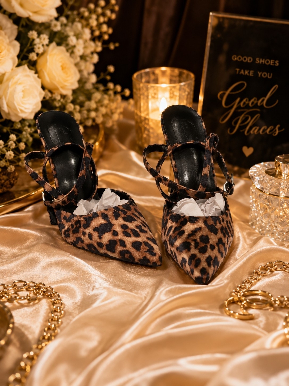 Leopard Print Pointed-Toe Mules - Picture 1 of 5